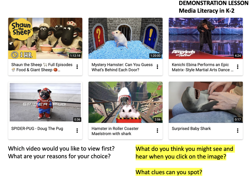 Demonstration Lesson, Media Literacy K-2